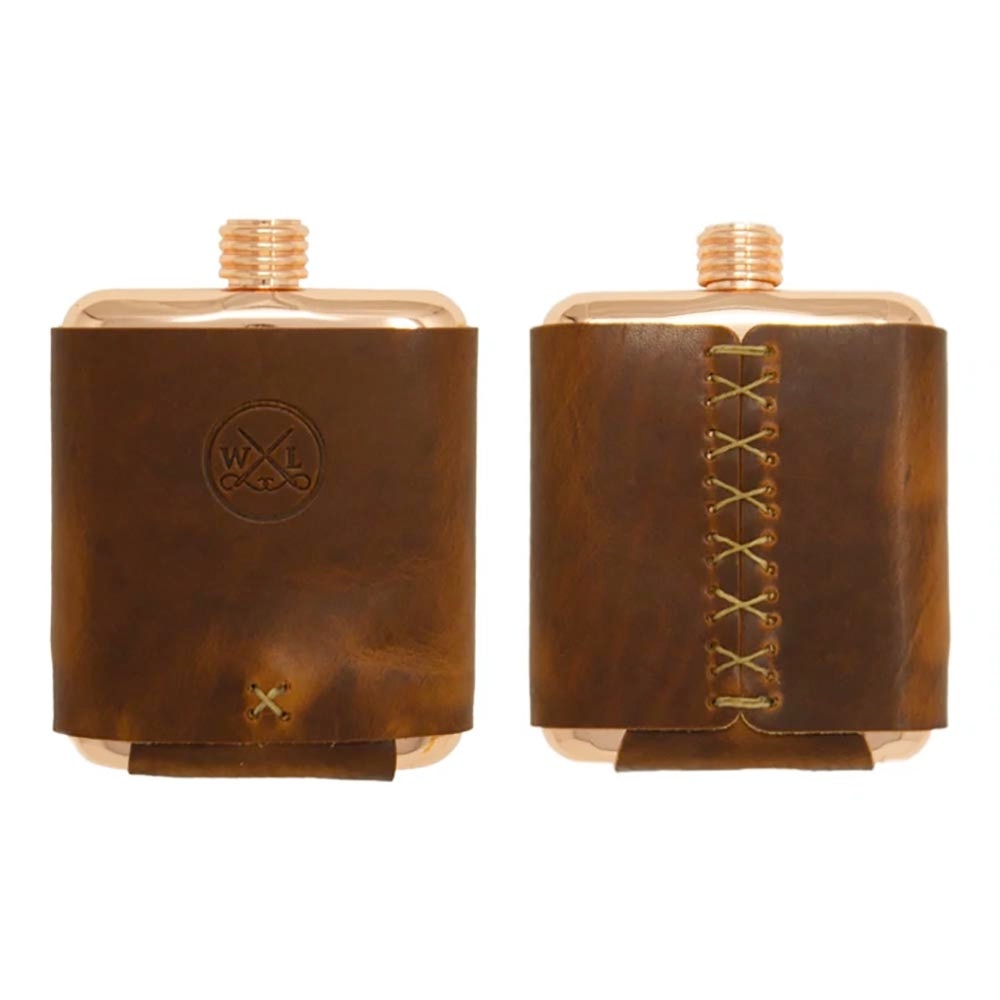 Whiskey Leatherworks Clark Fork Copper Flask in English Tan Dublin